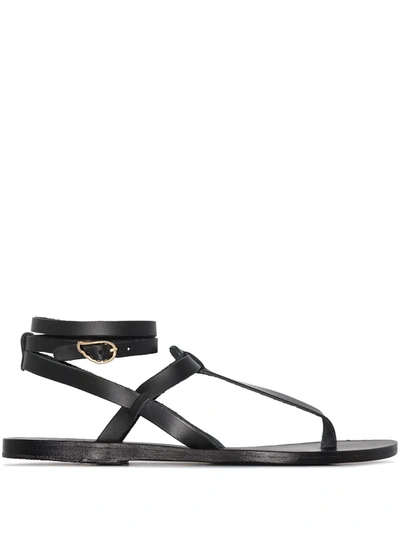 Shop Ancient Greek Sandals Estia Strappy Sandals In Black