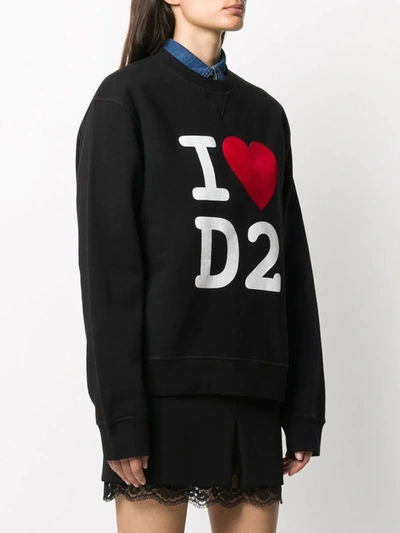 Shop Dsquared2 I Heart D2 Print Sweatshirt In Black