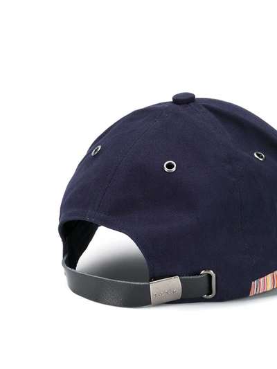 Shop Paul Smith Twill Baseball Cap In Blue