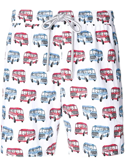 Shop Capricode Bus Print Swim Shorts In White