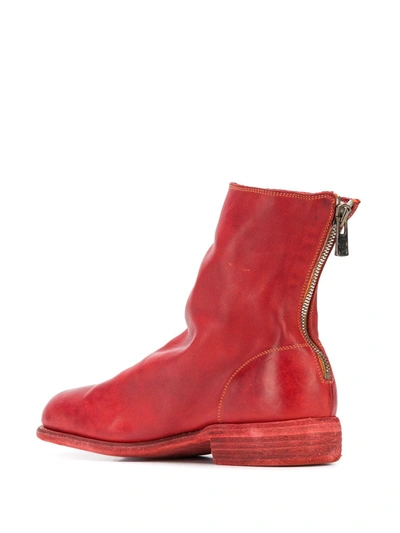 Shop Guidi Grained-effect Ankle Boots In Red