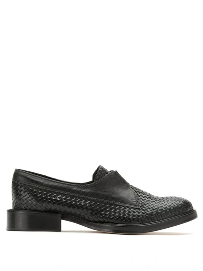 Shop Sarah Chofakian Woven-effect Loafers In Black
