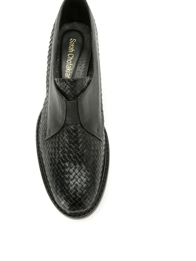 Shop Sarah Chofakian Woven-effect Loafers In Black