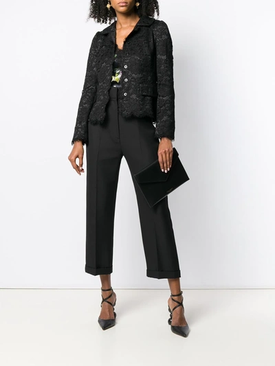 Shop Dolce & Gabbana Lace Fitted Jacket In Black
