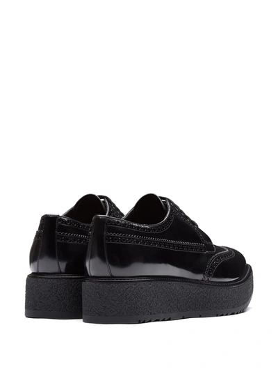 Shop Prada Brushed Leather Brogues In Black