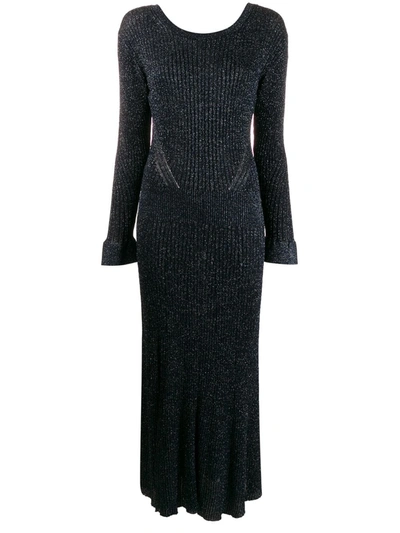 Shop Chloé Ribbed Knit Dress In Blue