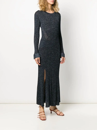 Shop Chloé Ribbed Knit Dress In Blue