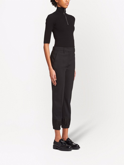 Prada Contrasting-panel Tailored Trousers In Schwarz | ModeSens