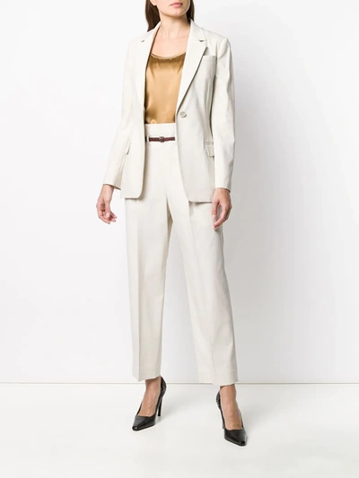 Shop Brunello Cucinelli Silk Single-breasted Fitted Blazer In Neutrals