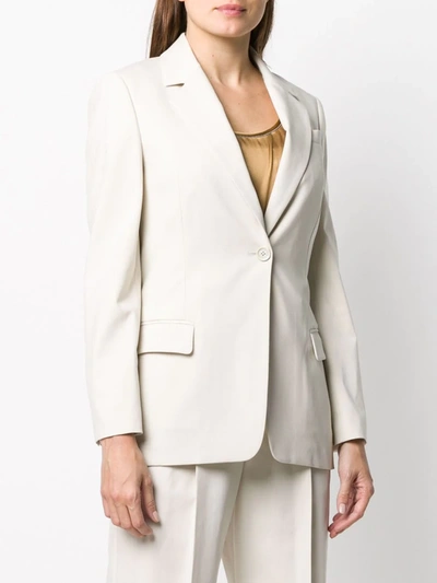 Shop Brunello Cucinelli Silk Single-breasted Fitted Blazer In Neutrals