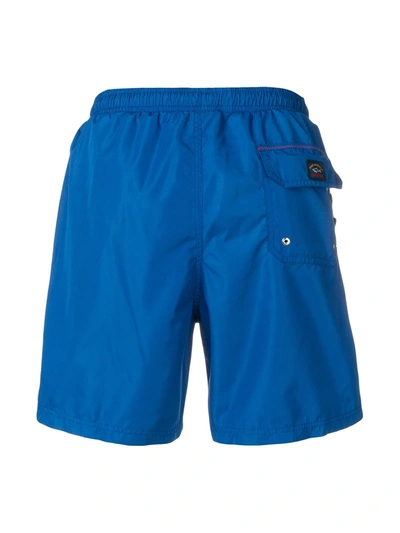 Shop Paul & Shark Contrast Drawstring Swim Shorts In Blue