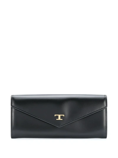 Shop Tod's T Timeless Continental Wallet In Black