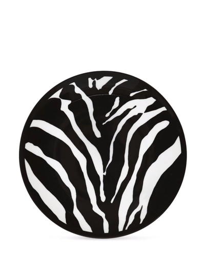 Dolce & Gabbana Zebra-print Porcelain Bread Plates (set Of 2) In White