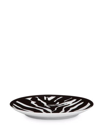 Shop Dolce & Gabbana Zebra-print Porcelain Bread Plates (set Of 2) In White