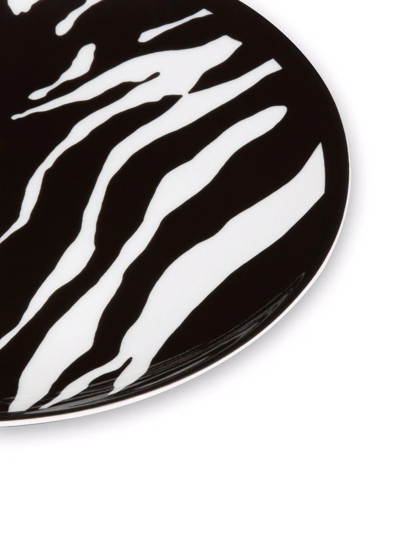 Shop Dolce & Gabbana Zebra-print Porcelain Bread Plates (set Of 2) In White