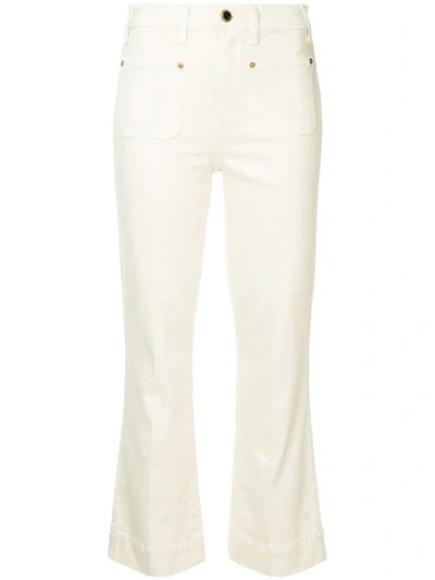 Shop Khaite Raquel Cropped Flare Jeans In Neutrals