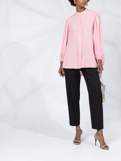 Alexander Mcqueen Draped-sleeve Collarless Blouse In Pink