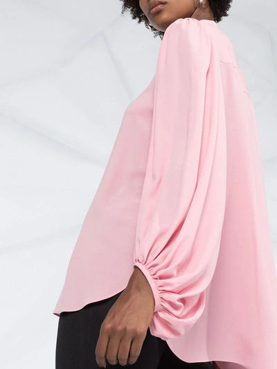 Alexander Mcqueen Draped-sleeve Collarless Blouse In Pink