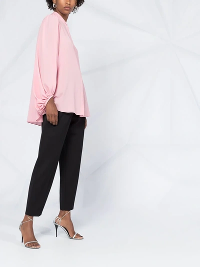 Alexander Mcqueen Draped-sleeve Collarless Blouse In Pink