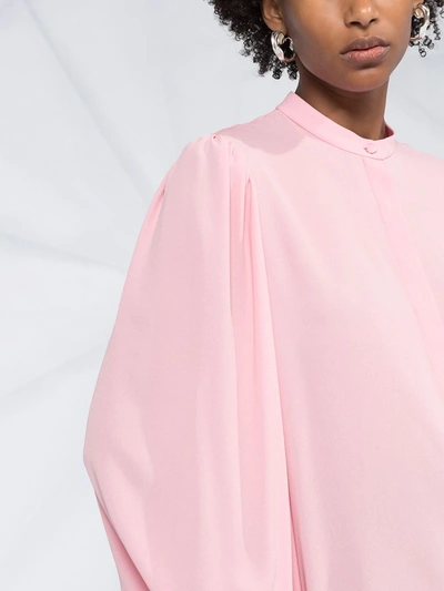 Alexander Mcqueen Draped-sleeve Collarless Blouse In Pink
