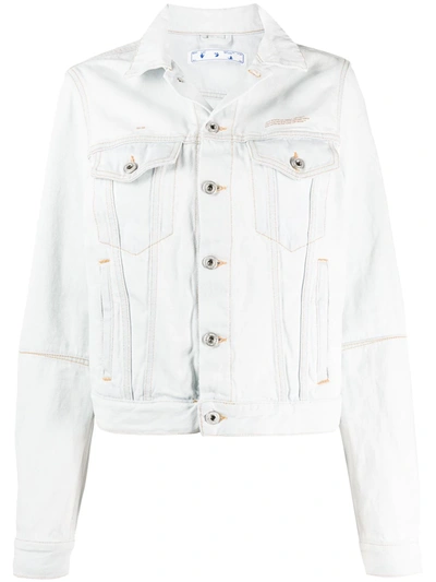 Shop Off-white Hole-detail Denim Jacket In White