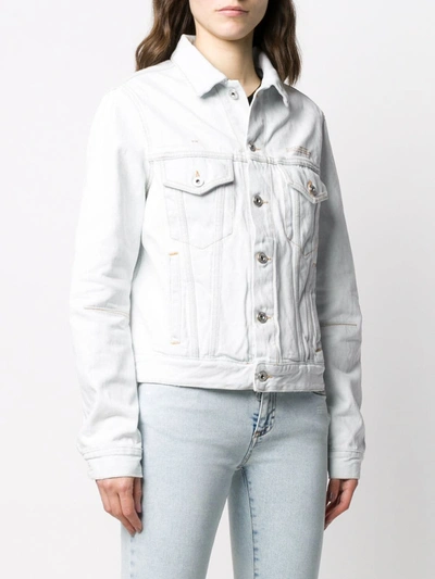 Shop Off-white Hole-detail Denim Jacket In White