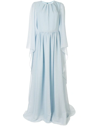 Shop Ingie Paris Long-sleeved Draped Dress In Blue