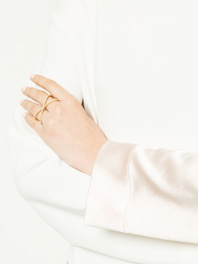 Alinka 18kt Rose Gold Katia Duo Diamond Two-finger Ring In Gold