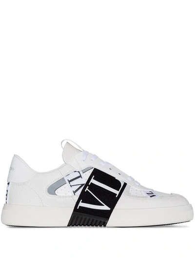 WHITE VL7N LOGO BANDED LEATHER SNEAKERS