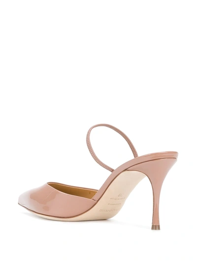 Sergio Rossi Patent Sling Backs In Neutrals