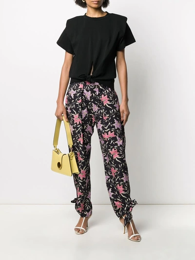 Shop Isabel Marant Gaviao Floral-print Tapered Trousers In Black