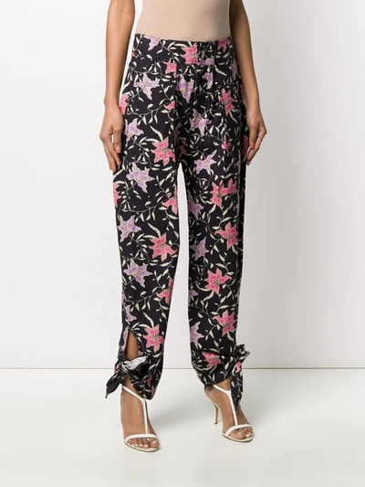 Shop Isabel Marant Gaviao Floral-print Tapered Trousers In Black