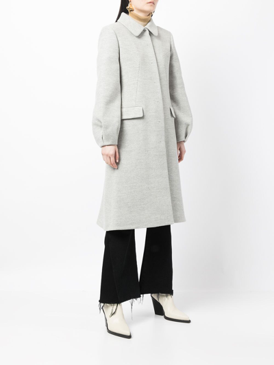 Shop Paule Ka Single-breasted Long Coat In Grey