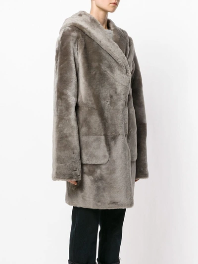 Shop Sylvie Schimmel Hooded Coat In Grey