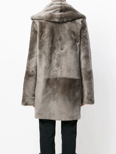 Shop Sylvie Schimmel Hooded Coat In Grey