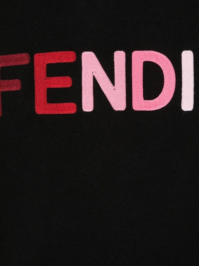 Fendi Teen Logo Embroidered Sweatshirt In Black