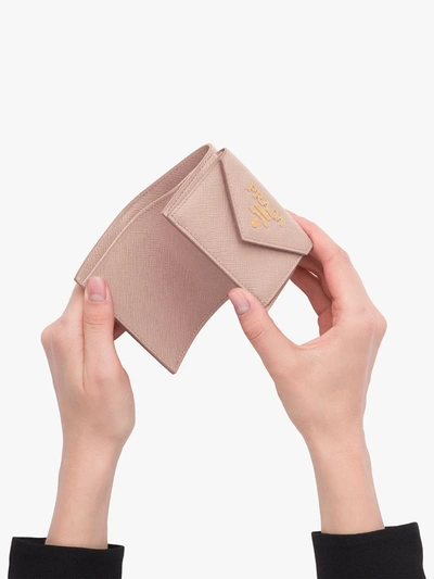 Shop Prada Small Tri-fold Wallet In Pink