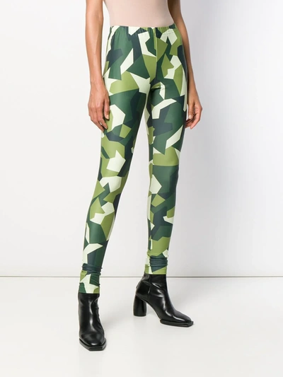 Pre-owned Junya Watanabe 2000s Graphic Print Leggings In Green