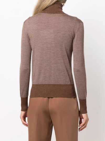 Shop Giuliva Heritage Two-tone Roll Neck Jumper In Brown