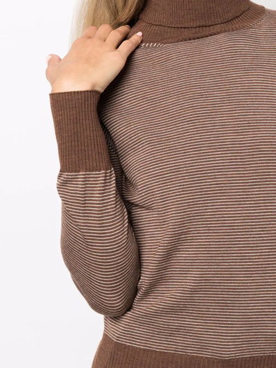 Shop Giuliva Heritage Two-tone Roll Neck Jumper In Brown