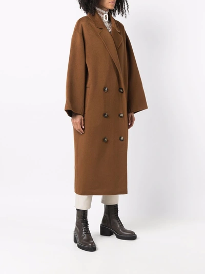 Shop Loulou Studio Borneo Double-breasted Coat In Brown