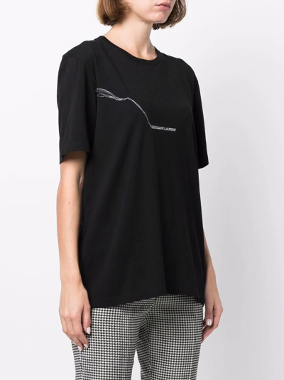 Shop Saint Laurent Logo-print Cotton T-shirt In Schwarz