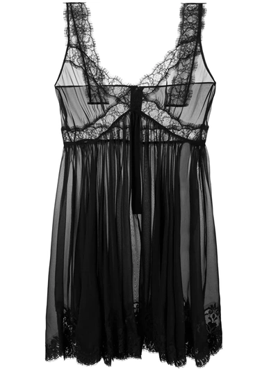 Shop Dolce & Gabbana Sweetheart Neckline Chiffon Dress In Black