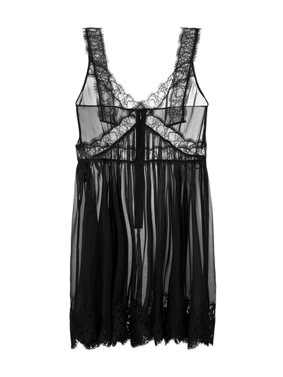 Shop Dolce & Gabbana Sweetheart Neckline Chiffon Dress In Black