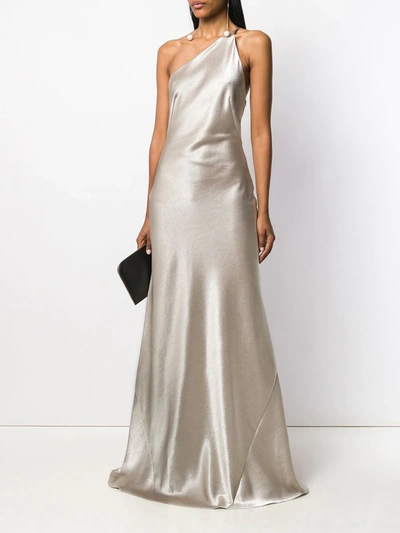 Shop Galvan Roxy One-shoulder Evening Dress In Gold