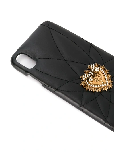 Dolce & Gabbana Quilted Calfskin Devotion Iphone 12 Pro Max Cover In Black