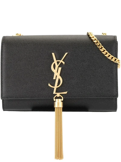 Saint Laurent Womens Green Musk Kate Medium Velvet Cross-body Bag In Black