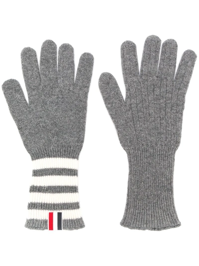 Shop Thom Browne 4-bar Cashmere Gloves In Grey