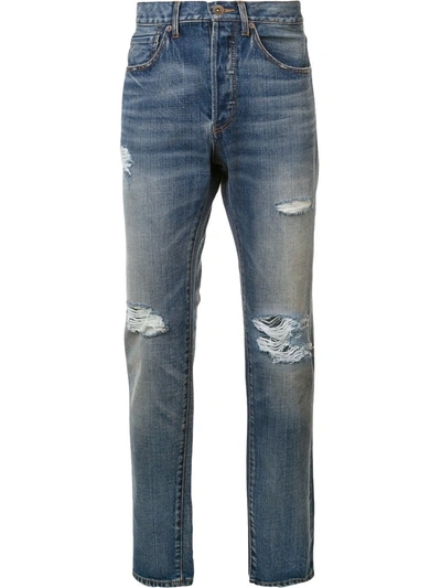 Shop 321 Distressed Mid-rise Jeans In Blue