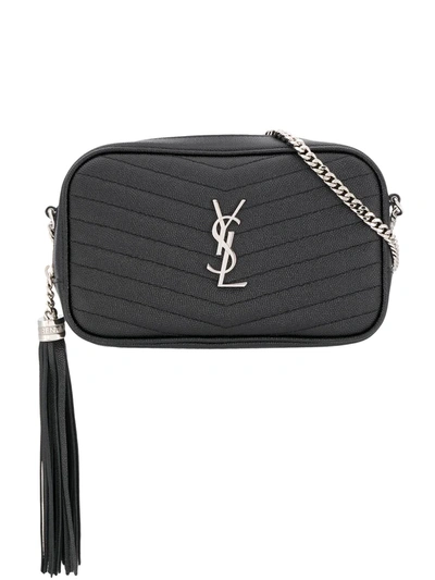 Saint Laurent Lou Mini Bag In Quilted Grain De Poudre Embossed Leather In Black
